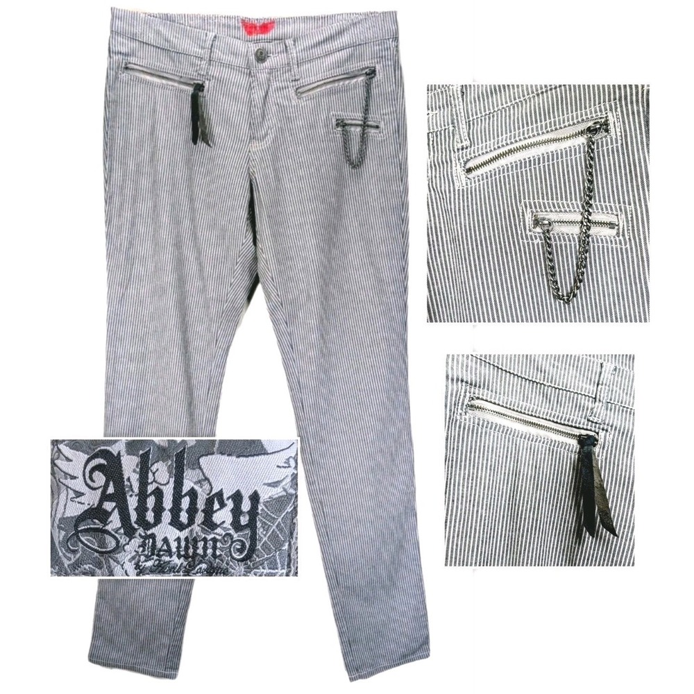 Abby Dawn by Avril Lavigne Jeans Sz 13 Pinstripe Skinny Pocket Chain Skater Punk